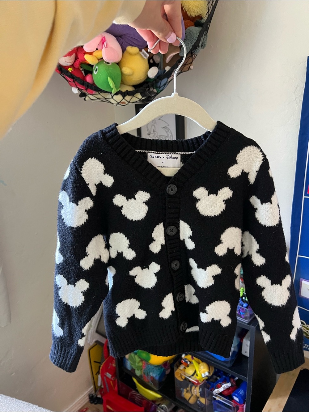 Black & White Mickey Knit Cardigan - Kids